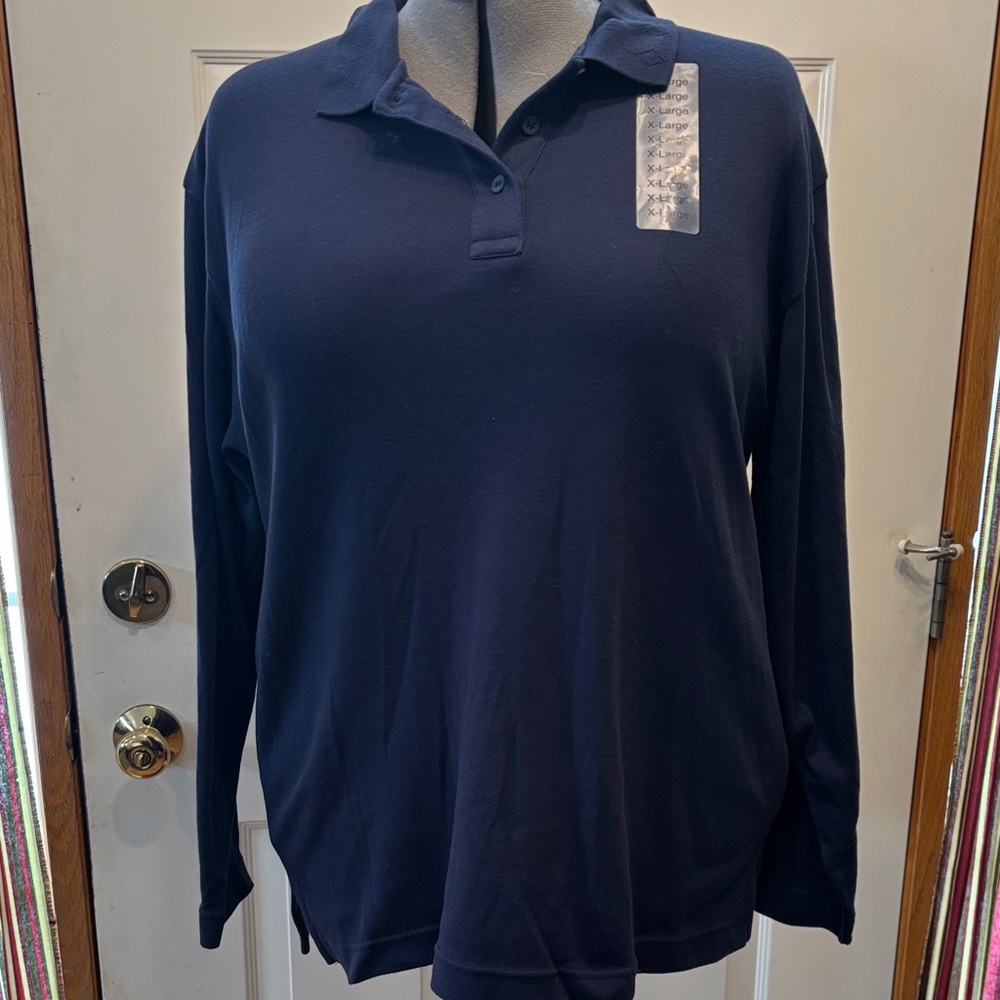 Woman's Navy Blue Polo Shirt cabin creek NWT size XL